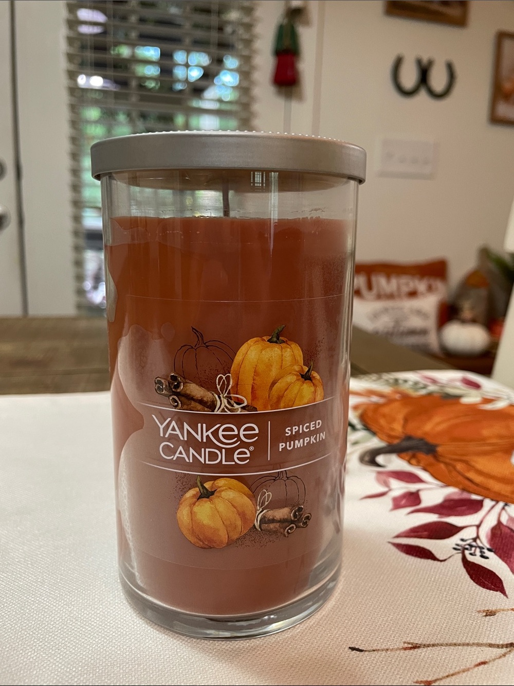 Yankee Candle Spiced Pumpkin Jar Candle - Orange & Silver